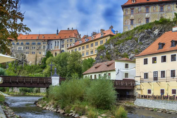 捷克共和国Vltava河的Cesky Krumlov城堡景观 — 图库照片