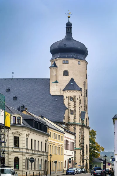 Kościół Najświętszej Marii Panny Jest Późnogotycki Ratusz Ewangelicko Luterański Kościół — Zdjęcie stockowe