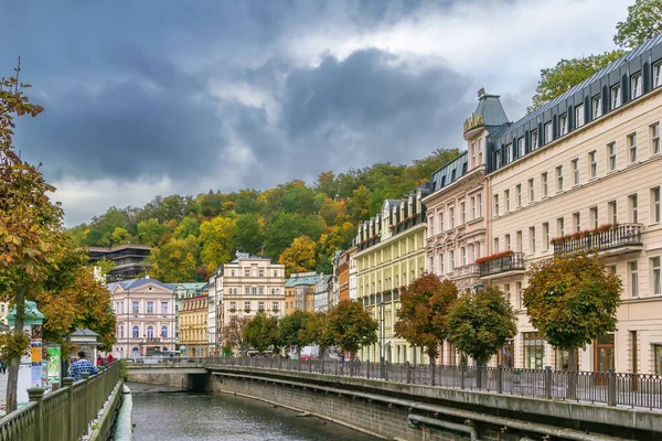 Tepla Folyó Partja Karlovy Vary Cseh Köztársaság Jogdíjmentes Stock Fotók