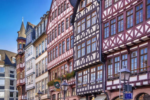 Casas Históricas Praça Romerberg Frankfurt Alemanha — Fotografia de Stock