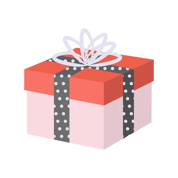 Caja Regalo Rosa Con Cinta Lazo — Vector de stock