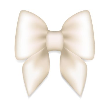 Saten kurdeleden yapılmış şampanya yayı, kompozisyonlar ve çizimler için vektör yayı..