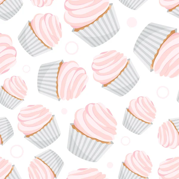 Cupcake Seamless Pattern Background Gift Boxes Wrapping Paper Wallpapers Textiles — Stock Vector