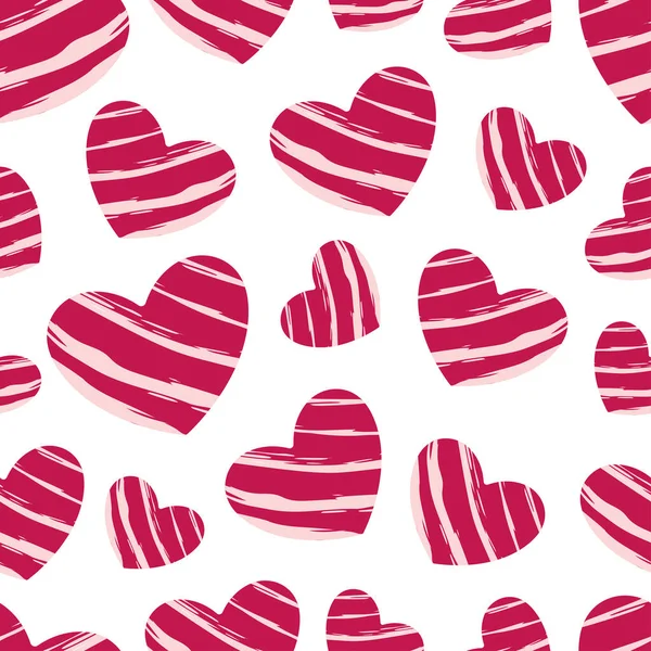 Koyu pembe çizgili, pürüzsüz kalpler. Duvar kağıtları için arka plan, hediye kutuları, tekstil, kağıtlar, kumaşlar, web sayfaları. Sevgililer Günü için..