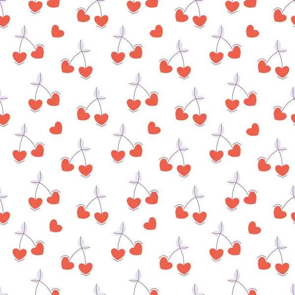 Srdce Třešně Bezešvé Vzor Pro Valentýna Dárkové Krabice Samolepky Design — Stockový vektor
