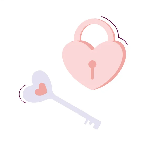 スクラップブッキング ロマンチックなデザイン ポスター グリーティングカード ラベルのための心を持つロックとキーテンプレート — ストックベクタ