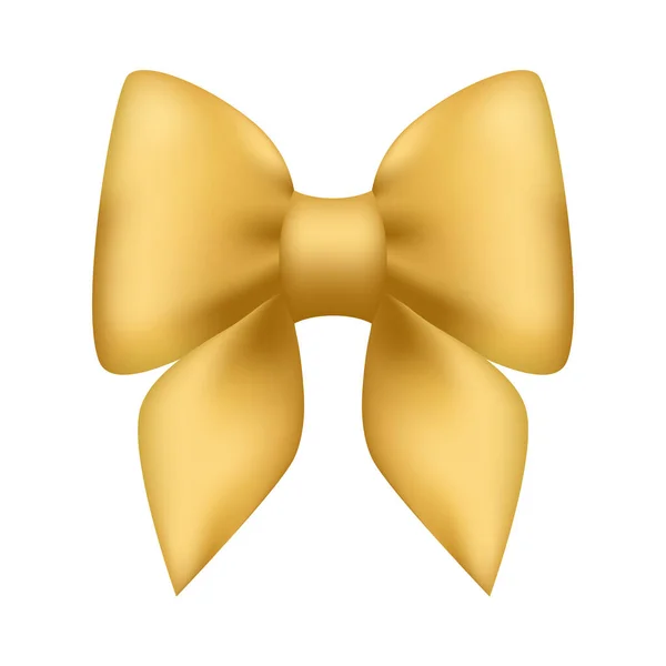 Saten kurdeleden yapılmış altın yay, kompozisyonların tasarımı için vektör yay, illüstrasyon.