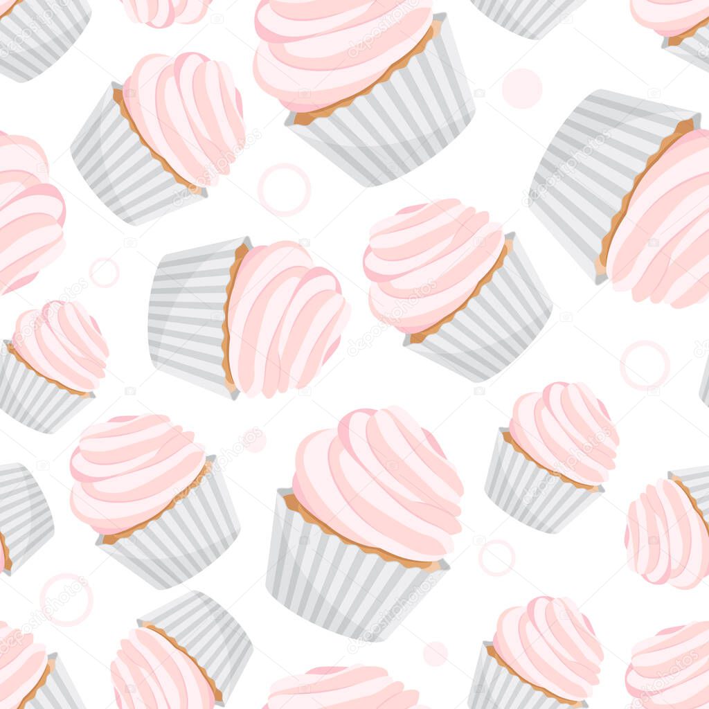 Cupcake seamless pattern. Background for gift boxes, wrapping paper, wallpapers, textiles, papers, fabrics, web pages