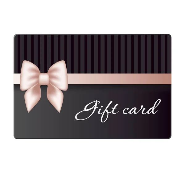 Gift Card Template Rose Gold Gradient Bow — Stock Vector
