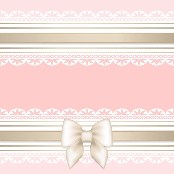 Beyaz dantel ve yay ile pembe arkaplan