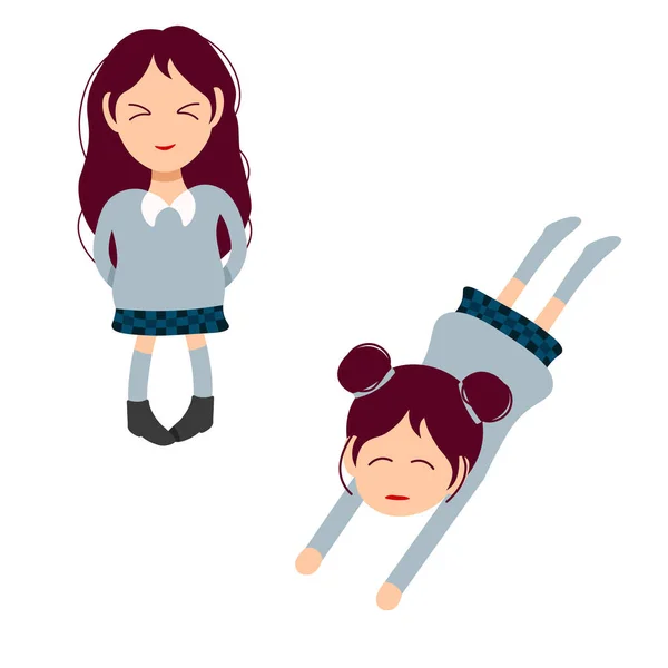 Kız öğrenci. Çizgi film tarzında vektör illüstrasyonu