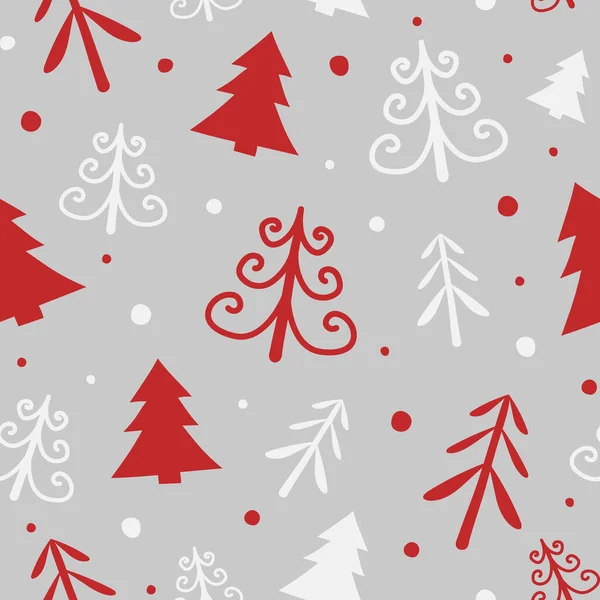 Patrón Sin Costuras Con Iconos Navidad Árboles Abstractos Vector — Archivo Imágenes Vectoriales