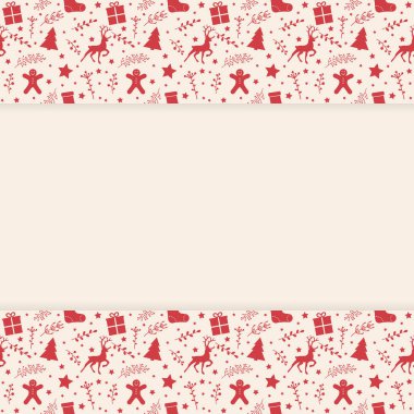 Festivalsel süslerle dolu boş bir arkaplan kavramı. Noel tasarımı. Vektör