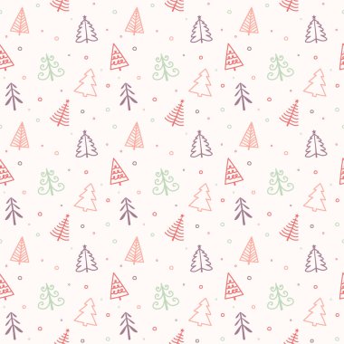 Noel ağaçlarıyla kusursuz bir desen kavramı. Xmas geçmişi. Vektör