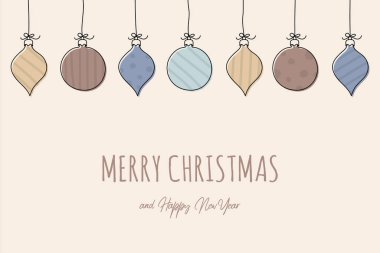 Arka planda dilekleri olan bir Noel topu. Xmas tebrik kartı. Vektör