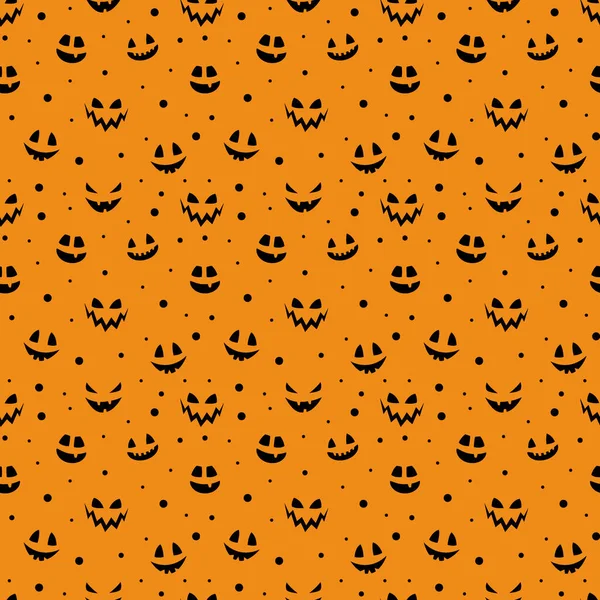 Textura Divertida Halloween Con Cara Divertida Calabaza Patrón Sin Costuras — Vector de stock