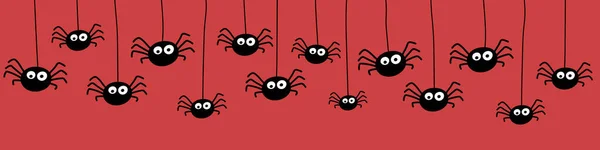 Banner Med Läskiga Spindlar Halloween Konceptet Vektor — Stock vektor