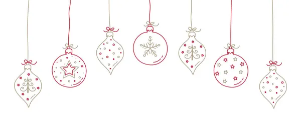 Pelotas Navidad Dibujadas Mano Con Decoraciones Vector — Vector de stock