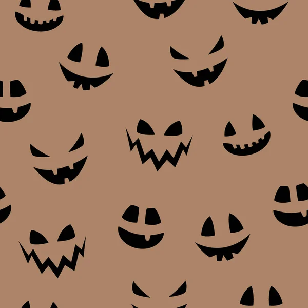 Забавная Текстура Хэллоуин Забавным Тыквенным Лицом Бесшовный Шаблон Вектор — стоковый вектор