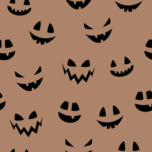 Funny Halloween Texture Funny Pumpkin Face Seamless Pattern Vector — Stock Vector