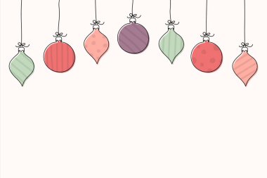 El çizimi takılar olan boş bir arkaplan kavramı. Noel tasarımı. Vektör