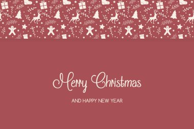 Noel tebrik kartı ve şenlikli süslemeler. Vektör