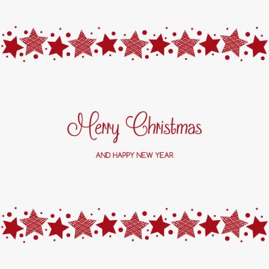 El çizimi yıldızlı Noel tebrik kartı. Vektör