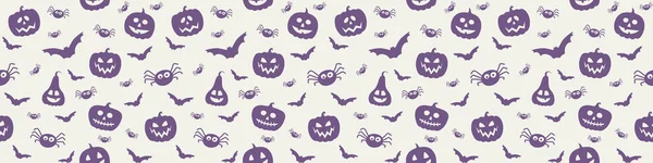 Знамя Хэллоуина Смешными Тыквами Летучими Мышами Пауками Обои Вектор — стоковый вектор