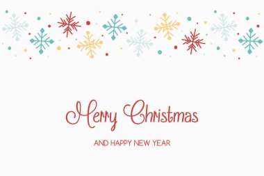 Arka planda dilekleri olan el yapımı kar taneleri. Noel tebrik kartı. Vektör