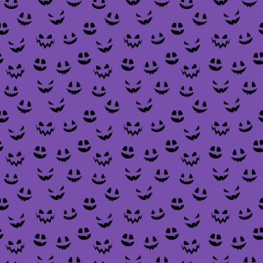 Komik kabak suratlı komik Cadılar Bayramı dokusu. Kusursuz desen. Vektör