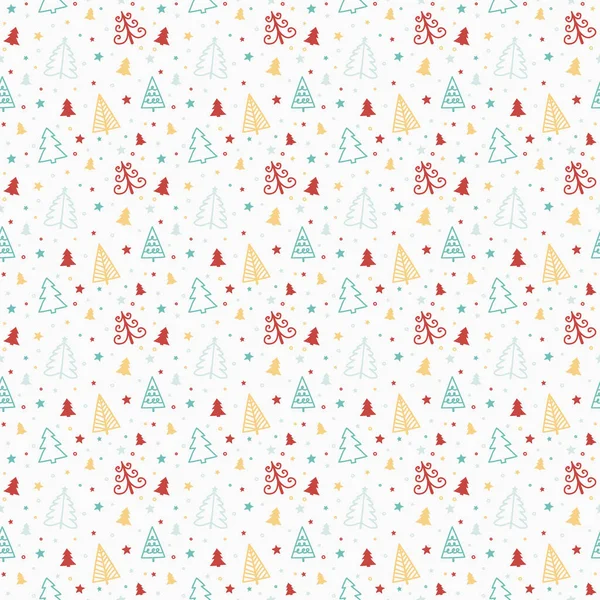 Patrón Navidad Con Árboles Dibujados Mano Concepto Papel Regalo Navidad — Archivo Imágenes Vectoriales