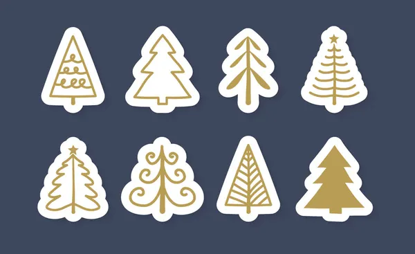 Sammlung Handgezeichneter Weihnachtsbäume Vektor — Stockvektor