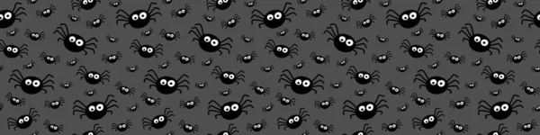 Banner Halloween Assustador Com Aranhas Padrão Sem Costura Vetor —  Vetores de Stock