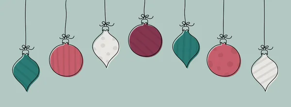 Christmas Banner Hanging Hand Drawn Balls Vector — Stock Vector