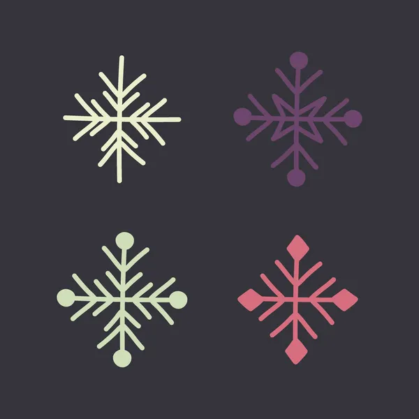 Diseño Los Iconos Navidad Los Copos Nieve Dibujados Mano Vector — Vector de stock