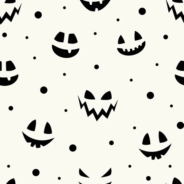 Patrón Halloween Con Cara Divertida Linterna Calabaza Vector — Vector de stock