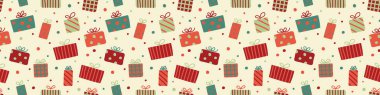 Xmas hediye kutularının dizaynı. Noel konsepti. Pankart. Vektör