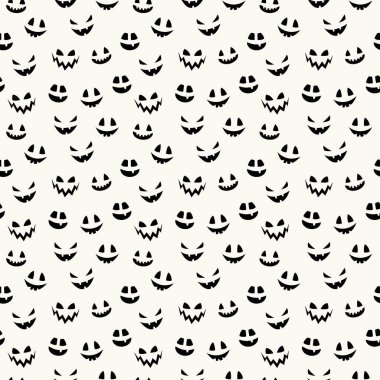 Cadılar Bayramı desenli, ürkütücü balkabağı suratlı. Kusursuz bir doku. Vektör