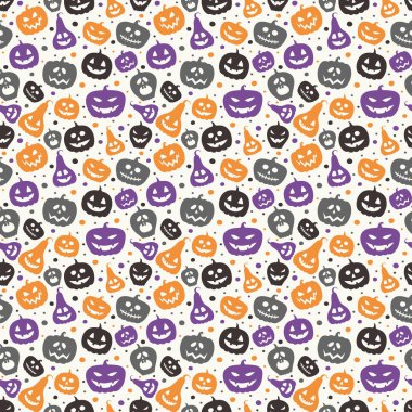 Balkabaklı ürkütücü Cadılar Bayramı duvar kâğıdı. Kusursuz desen. Vektör