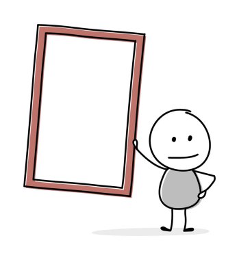 Boş tahta sembollü bir stickman düşünüyorum. Vektör