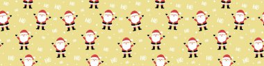 Komik Noel Baba 'yla Noel deseni. Panoramik başlık. Vektör