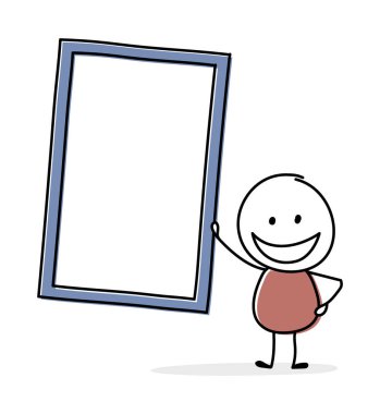 Boş plaka sembollü mutlu adam. İş konsepti. Vektör