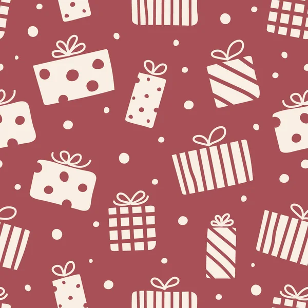 Konzept Eines Nahtlosen Musters Mit Weihnachtsgeschenkschachteln Weihnachten Hintergrund Vektor — Stockvektor