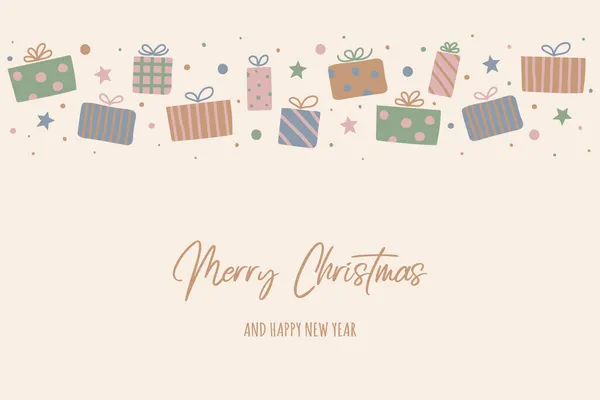 Έννοια Της Ευχετήρια Κάρτα Κουτιά Δώρο Χριστουγέννων Διάνυσμα — Διανυσματικό Αρχείο