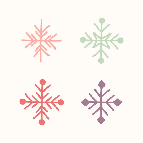 Sammlung Von Weihnachtsschneeflocken Handgezeichnete Ikonen Vektor — Stockvektor