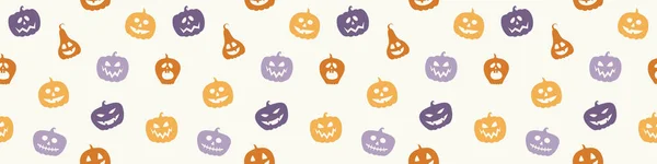 Хэллоуин Забавными Тыквенными Фонарями Баннер Вектор — стоковый вектор