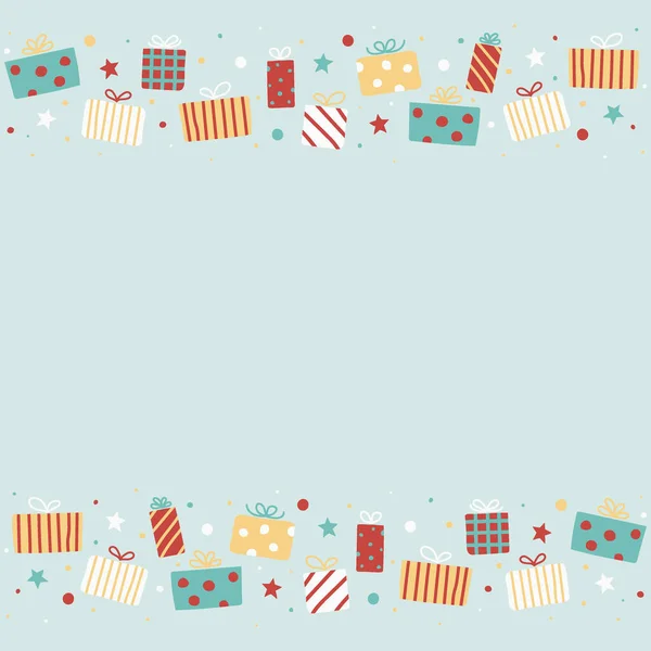 Fondo Navideño Con Cajas Regalo Dibujadas Mano Vector — Archivo Imágenes Vectoriales