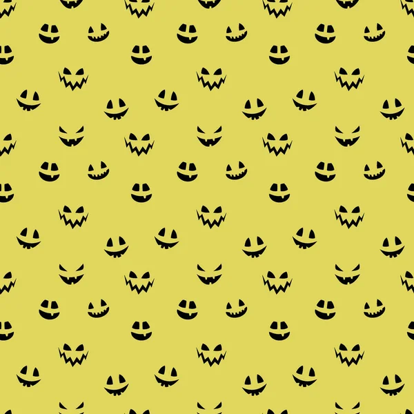 Funny Halloween Texture Funny Pumpkin Face Seamless Pattern Vector — Stock Vector