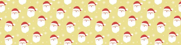 Textura Natal Com Papai Noel Padrão Sem Costura Cabeçalho Panorâmico — Vetor de Stock