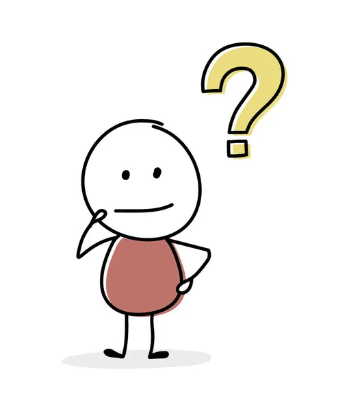 Contemplando Stickman Con Signo Interrogación Símbolo Concepto Negocio Vector — Archivo Imágenes Vectoriales